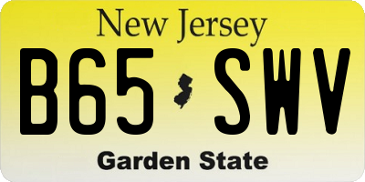 NJ license plate B65SWV