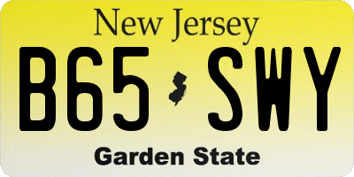 NJ license plate B65SWY