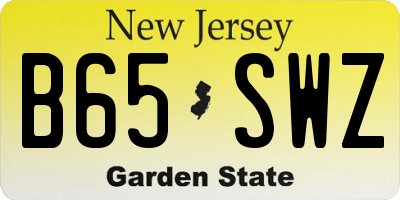 NJ license plate B65SWZ