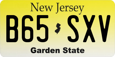 NJ license plate B65SXV