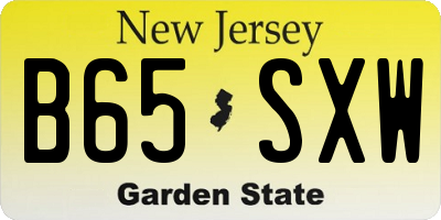 NJ license plate B65SXW