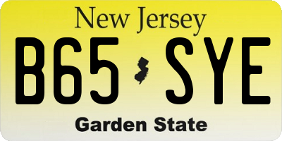 NJ license plate B65SYE
