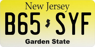NJ license plate B65SYF