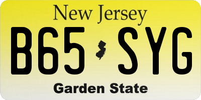 NJ license plate B65SYG