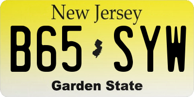 NJ license plate B65SYW
