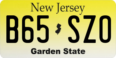 NJ license plate B65SZO