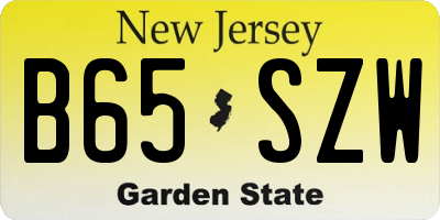 NJ license plate B65SZW