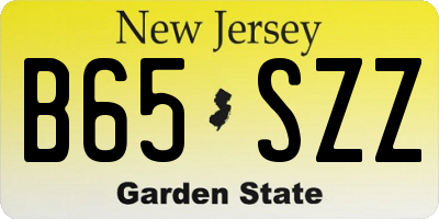 NJ license plate B65SZZ