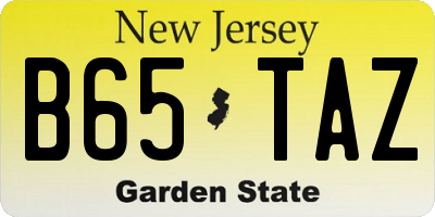 NJ license plate B65TAZ