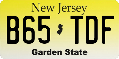NJ license plate B65TDF