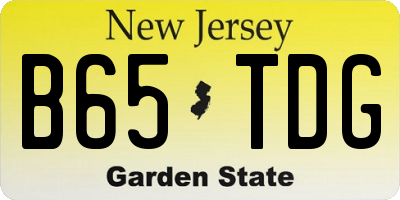 NJ license plate B65TDG