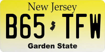 NJ license plate B65TFW
