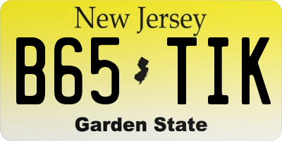 NJ license plate B65TIK