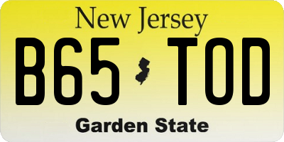 NJ license plate B65TOD