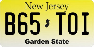 NJ license plate B65TOI
