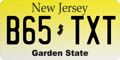 NJ license plate B65TXT