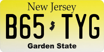 NJ license plate B65TYG
