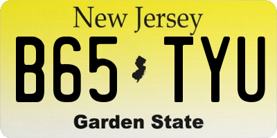 NJ license plate B65TYU