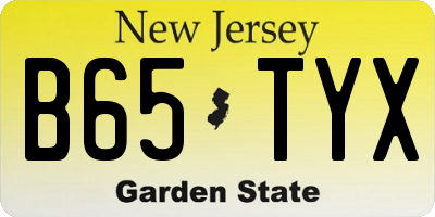 NJ license plate B65TYX