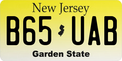 NJ license plate B65UAB