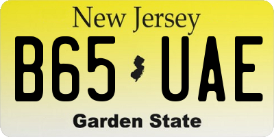 NJ license plate B65UAE