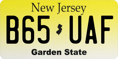 NJ license plate B65UAF
