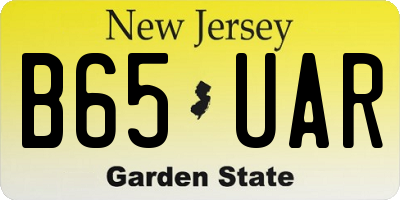 NJ license plate B65UAR