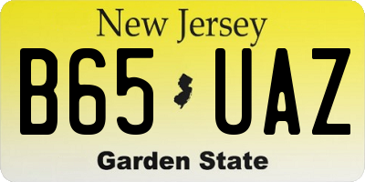 NJ license plate B65UAZ