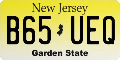 NJ license plate B65UEQ