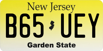 NJ license plate B65UEY