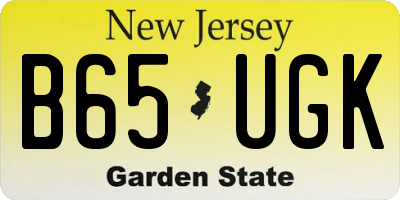 NJ license plate B65UGK