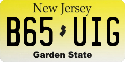 NJ license plate B65UIG