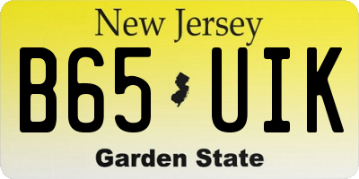 NJ license plate B65UIK