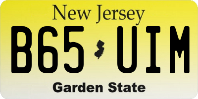 NJ license plate B65UIM