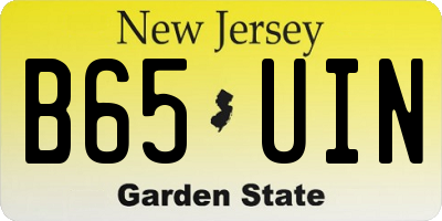 NJ license plate B65UIN