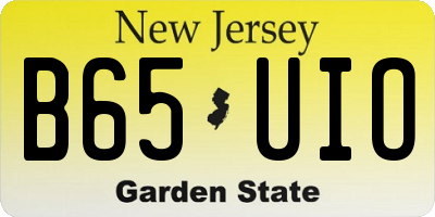 NJ license plate B65UIO