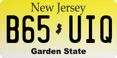 NJ license plate B65UIQ