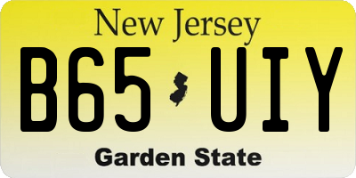 NJ license plate B65UIY