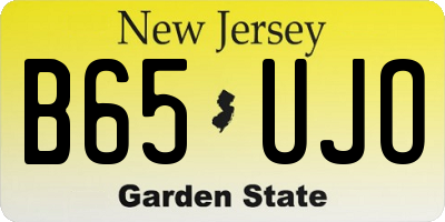 NJ license plate B65UJO