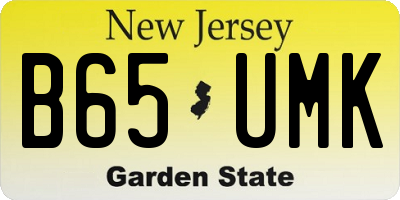 NJ license plate B65UMK