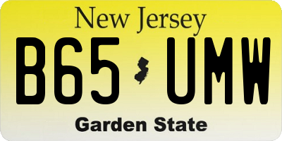 NJ license plate B65UMW
