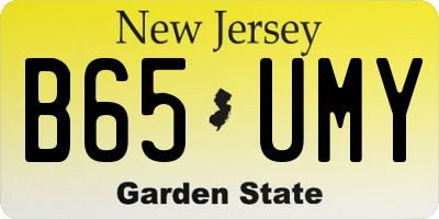 NJ license plate B65UMY