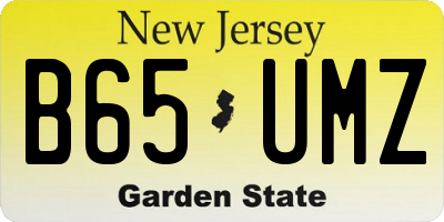 NJ license plate B65UMZ