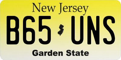 NJ license plate B65UNS