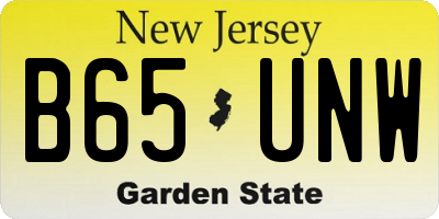 NJ license plate B65UNW