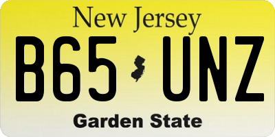 NJ license plate B65UNZ