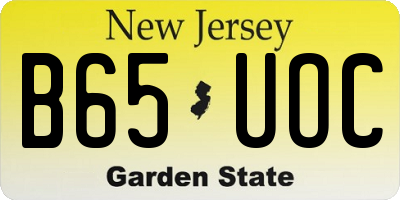 NJ license plate B65UOC