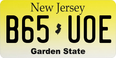 NJ license plate B65UOE