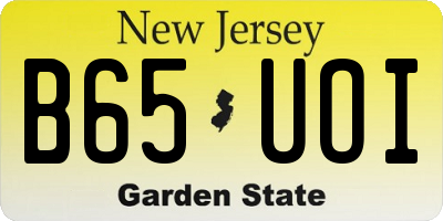 NJ license plate B65UOI