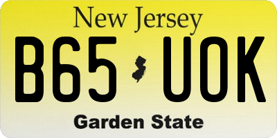NJ license plate B65UOK